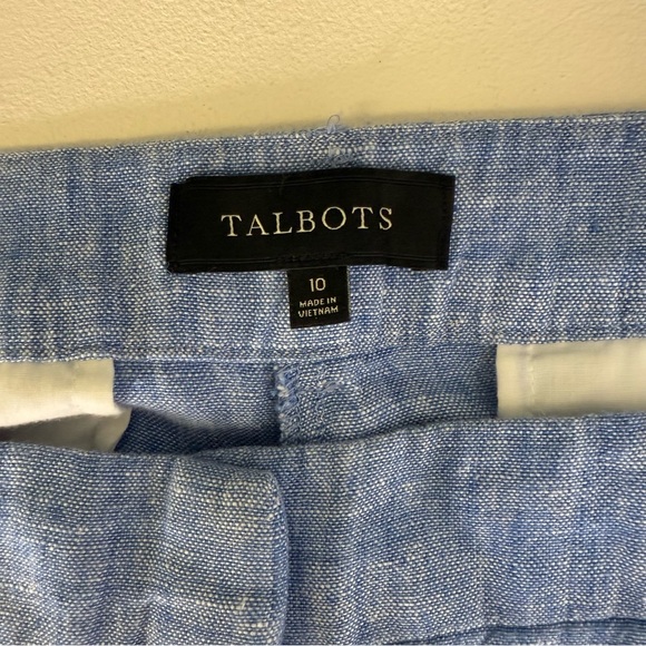 Talbots Women’s 100% Linen Pants Blue Size 10 Straight Leg - Picture 5 of 8
